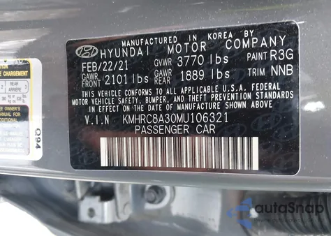 2021 Hyundai Venue Sel from USA, damaged, VIN KMHRC8A30MU106321